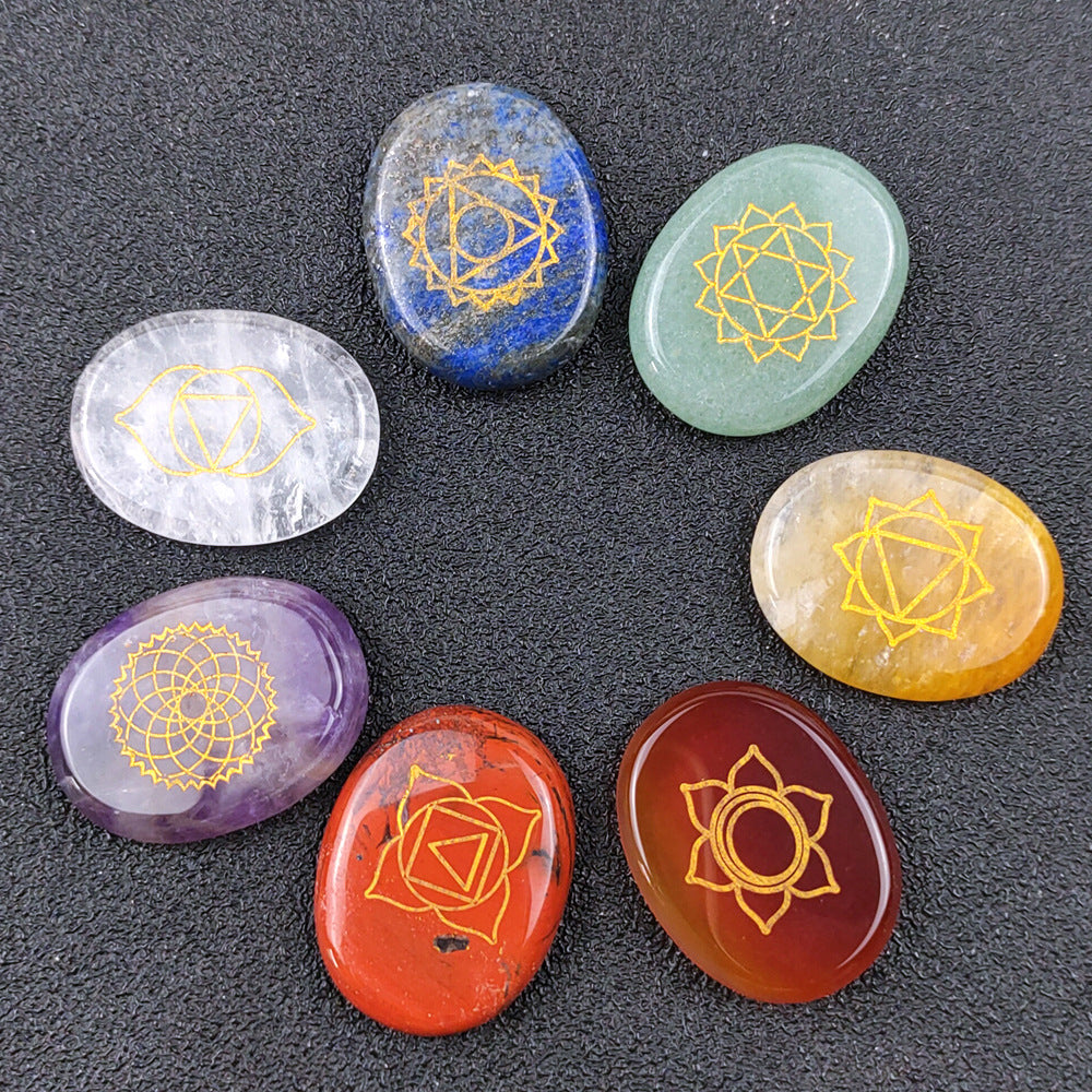 Natural Crystal Gem Agate Seven Chakra Energy Healing Stones