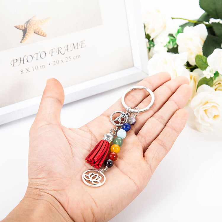 New Energy Fitness Seven Chakra Pendant Yoga Keychain B