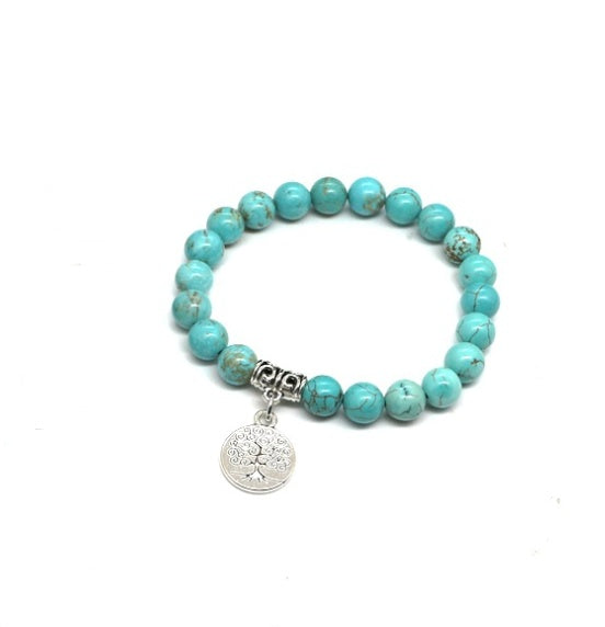 Tree of Life Turquoise Tumbled Healing Stone Bracelet