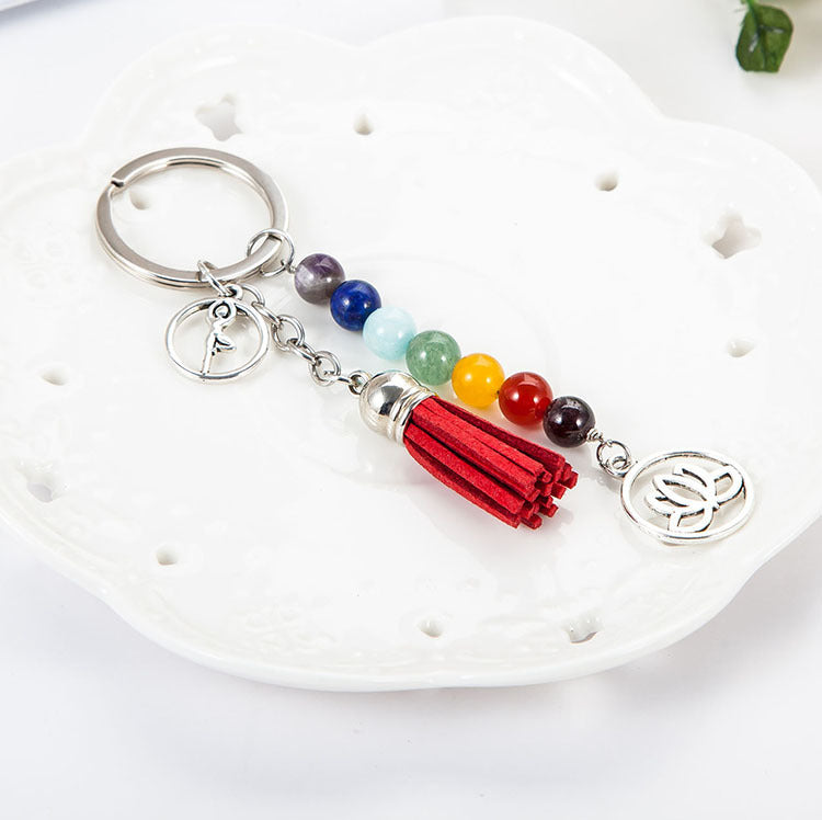 New Energy Fitness Seven Chakra Pendant Yoga Keychain B