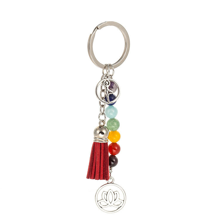 New Energy Fitness Seven Chakra Pendant Yoga Keychain B