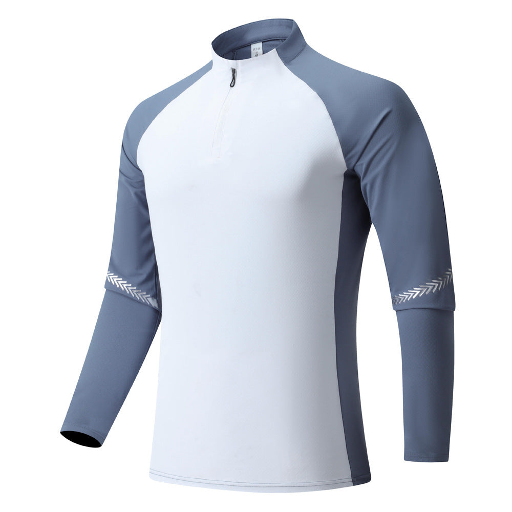 Stand Collar Half Zip Solid Color Workout Clothes Training Men